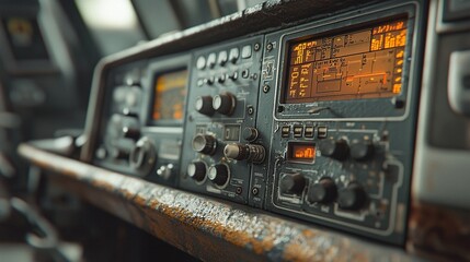 Poster - Explore the intricacies of radio communication equipment used in modern aircraft cockpits for enhanced navigation and safety