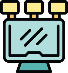 Poster - Simple filled outline vector illustration of a computer showing an increasing bar chart, perfect for visualizing business growth
