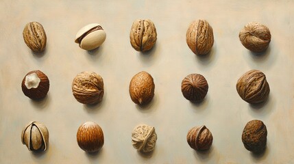 Wall Mural -   A cluster of nuts arranged on a table alongside a paper