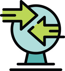 Poster - Global data exchange concept with arrows rotating around globe icon