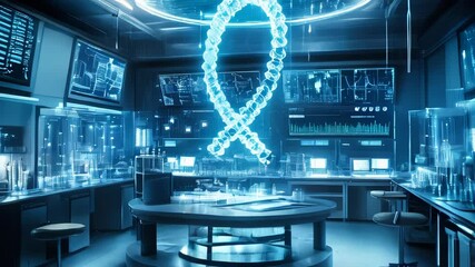Poster - A futuristic laboratory with holographic displays and advanced equipment