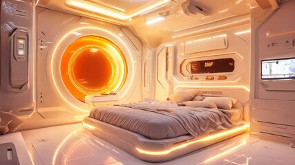 Aufkleber - high tech bedroom on a spaceship or in a laboratory