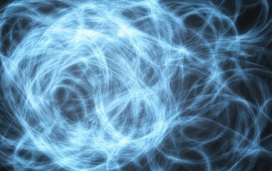 Poster - Abstract blue light trails create a dynamic, energetic composition against a dark background