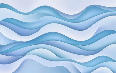 Poster - Abstract depiction of flowing waves in soft blue tones on a light background symbolizing tranquility and fluidity in design