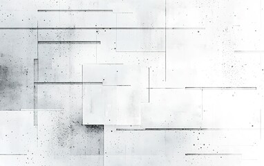 Poster - Abstract geometric design featuring overlapping white shapes on a textured background in subtle gray tones