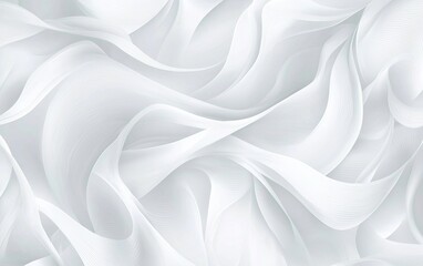 Poster - Flowing white fabric with soft texture and gentle curves creating an elegant backdrop in a minimalist design setting