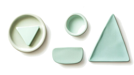 Poster - Abstract Mint Green and Seafoam Blue Shapes Arranged Artistically Generative AI