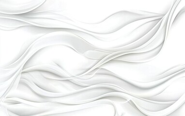 Poster - Abstract white wave patterns with smooth curves and subtle textures creating a serene background for design and art