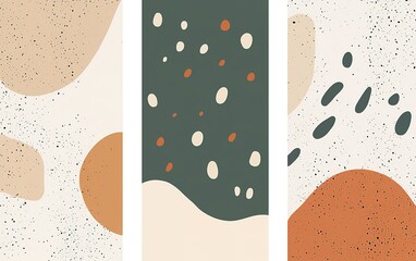 Poster - Abstract art display featuring geometric shapes and textured patterns in warm colors on a neutral background