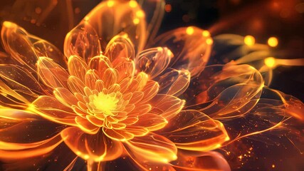 Poster - A Mesmerizing Journey Through an Abstract Flower in Radiant Orange Hues at Dawn