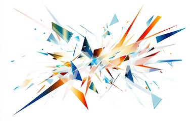 Poster - Abstract explosion of colors with sharp angles and dynamic shapes in a bright setting