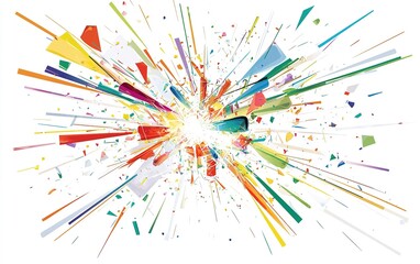 Poster - Colorful abstract explosion with bright shards and rays emanating from the center in dynamic design for creative backgrounds