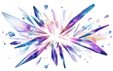 Poster - vibrant explosion of colorful crystals radiating light and energy in a dynamic display of artistic c