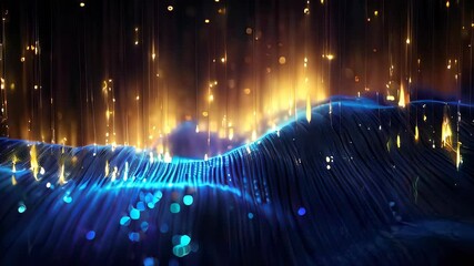 Poster - Sparkling Streams of Light Dance Gracefully Across an Enchanting Dark Landscape at Night