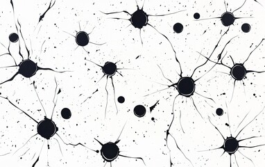 Poster - Abstract representation of neural connections on a white background showcasing black nodes and intricate lines in a modern art style