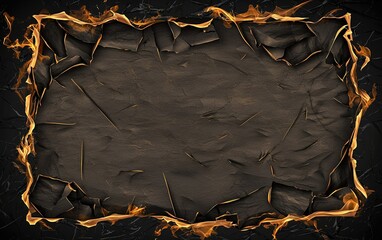 Poster - A dark textured background framed with fiery edges, perfect for creative projects or artistic presentations