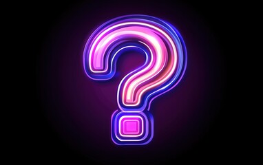 Poster - a vibrant neon question mark glowing against a dark background to create an intriguing focal point f