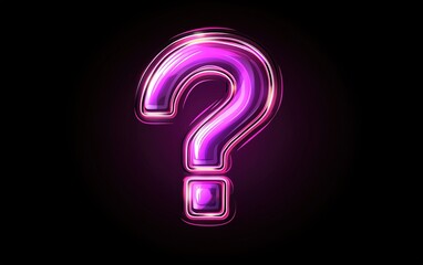Poster - Bright pink glowing question mark on a dark background, symbolizing inquiry and curiosity in a digital art style