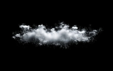 Poster - A wispy cloud formation floating against a black background, showcasing intricate details and textures highlighted by soft lighting