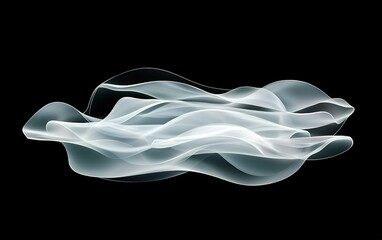 Poster - Abstract depiction of ethereal waves shimmering against a black background in soft white tones