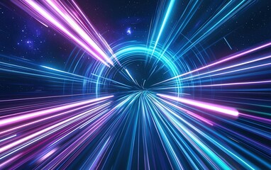 Poster - Colorful light streaks swirl through a cosmic tunnel, creating a vibrant illusion of speed and motion in a digital universe