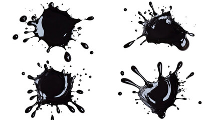 Poster - black ink splats scattered on a white background for artistic effect generative ai