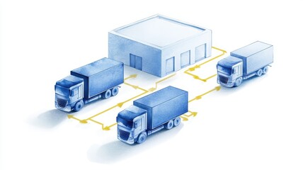 Poster - Clear Supply Chain Flow Diagram in Soft Watercolor Style