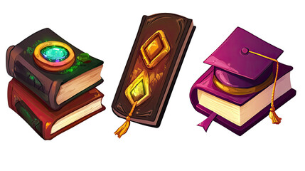 Poster - Colorful Graduation Books With a Hat Representing Academic Achievement Generative AI
