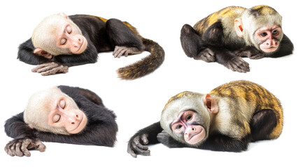 Poster - Capuchin Monkeys Resting Peacefully in a Cozy Environment Generative AI