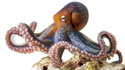 Poster - Caribbean Reef Octopus Exploring Coral Reef at Dawn in the Ocean Generative AI