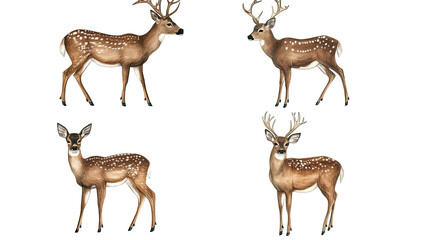 Poster - Illustrations of Four Distinct Deer in a Natural Setting Generative AI