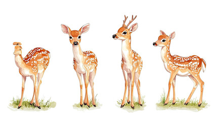 Poster - Charming Deer Illustrations Showcasing Different Stages of Growth Generative AI