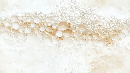 Wall Mural -   A white background with numerous bubbles covering the bottom of the image and the image itself at the bottom