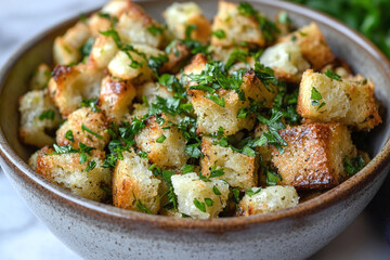 Wall Mural - a bowl of hearty stuffing with herbs.