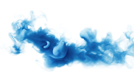 Poster - Blue liquid flows across frame in vibrant motion. transparent background highlights dynamic movement. Blue and white mix creates swirling effect. Elevated angle gives perspective of liquid flowing.