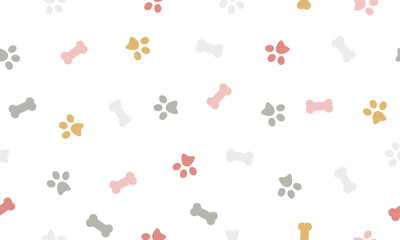 Dog  seamless pattern. Bone paw footprint. Black and white background. Pets adoption. Veterinary care and facilities. Homeless pet rescue