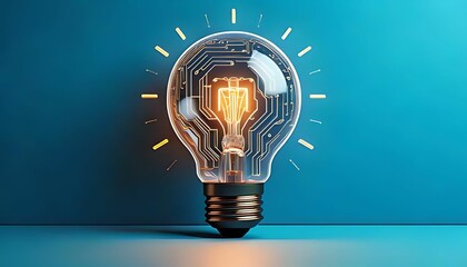 illustration of a glowing light bulb with a circuit board design, symbolizing technology, innovation