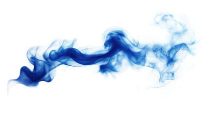 Aufkleber - Blue smoke trail digital illustration in modern design style. Smoke composed of small circular dots forming continuous line, creating motion effect. Background gray, contrasting with blue smoke.