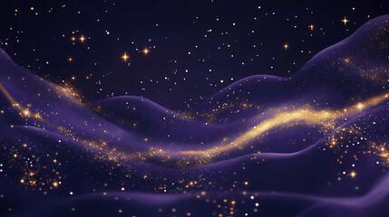 Wall Mural - mystical space background with deep purple and gold nebulae, twinkling stars, and dark space. mystic