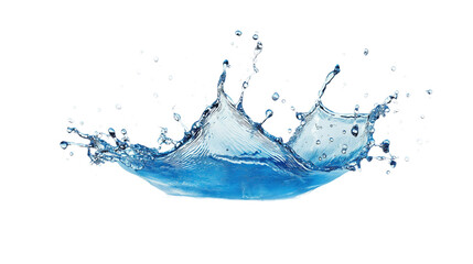 Fototapete - Serene blue water scene with droplet surrounded by darker blue wave in motion. Gray background provides contrast to calm water colors. Fresh, flowing, clean water droplet in clear blue liquid.