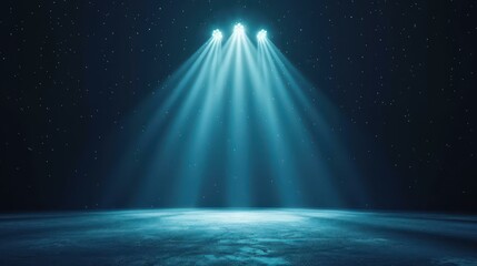 Wall Mural - a serene empty stage glows under bright spotlights, framed by a starry sky that adds a touch of magi