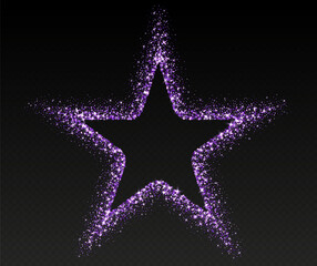 Wall Mural - purple glitter frame, shimmering border in star shape, festive holiday sparkles. christmas decoratio