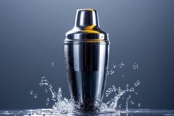 Poster - Clean lines of a cocktail shaker being mixed, showing the shape and simplicity of mixing drinks