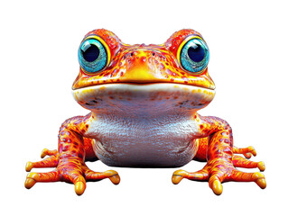 Wall Mural - Cute Cartoon Frog with Big Blue Eyes  on transparent background