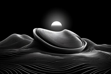 Poster - Minimalist line drawing of a pancake mid-flip, with soft lines suggesting motion and simplicity in a clean, modern design
