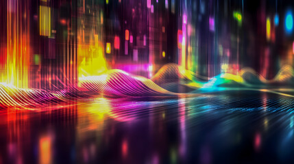Poster - Vibrant Abstract Light Waves in Colorful Background