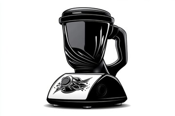 Poster - Simple silhouette of a blender with subtle lines showing motion, capturing the simplicity of blending in a minimal style