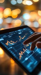 Poster - Person analyzes financial charts on tablet to make informed investment decisions