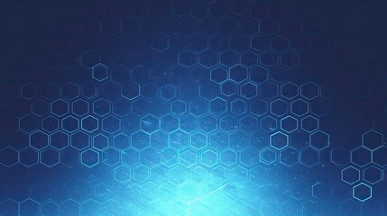 Poster - Abstract Blue Hexagon Pattern with Glowing Light