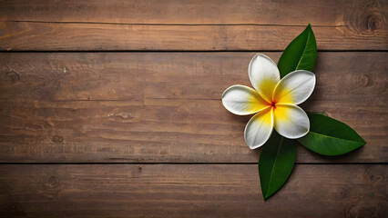 Wall Mural - frangipani flower banner on a tree background: illustration generative ai